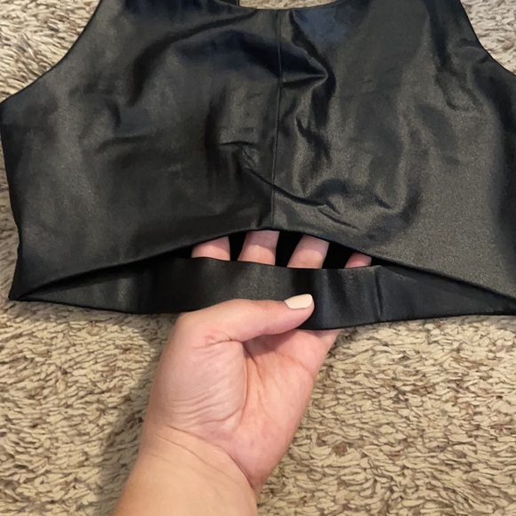 Black Pleather crop top - Picture 2 of 3
